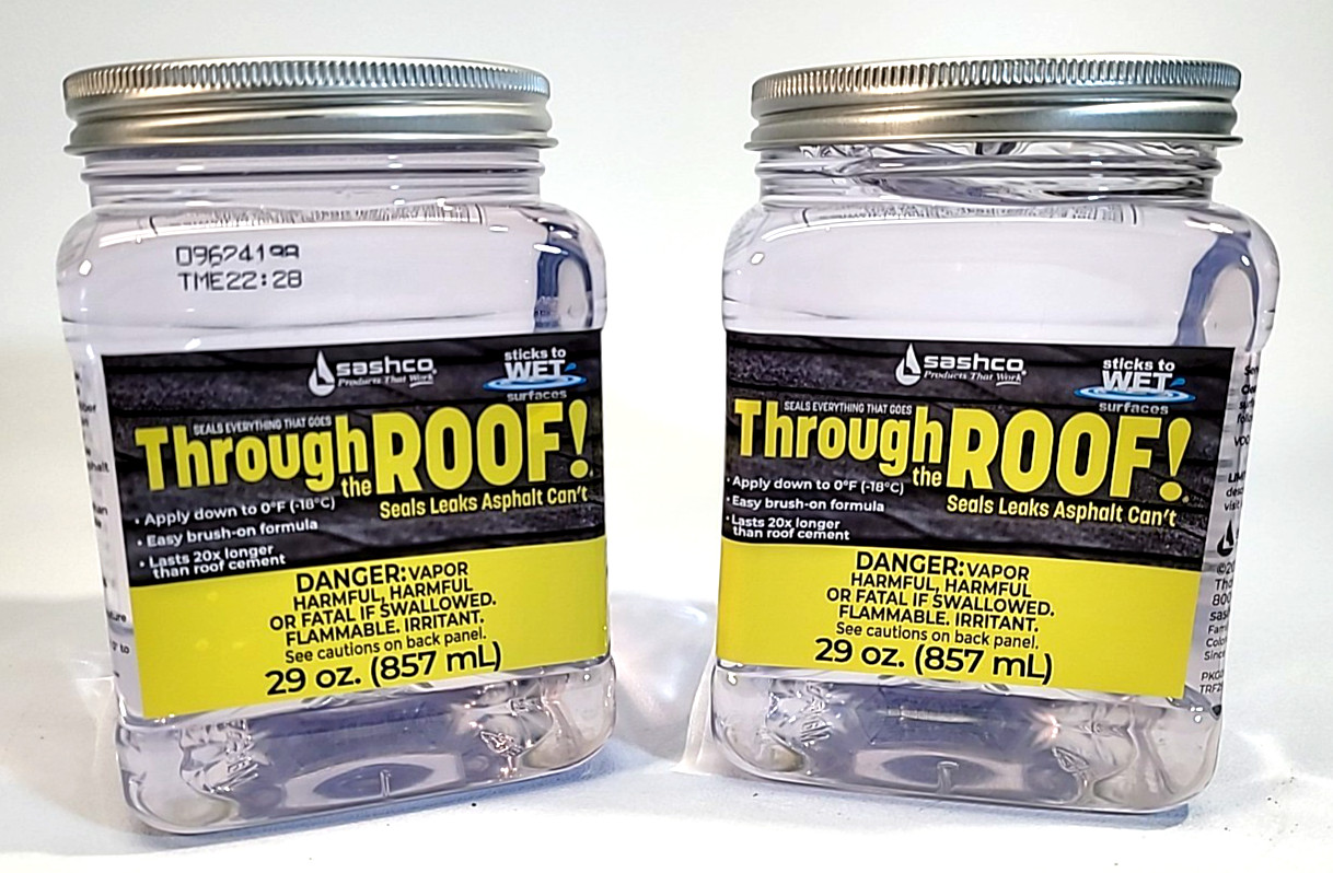 Lot of 2 Sashco 14003 Through the Roof Sealant Clear 6012405 29oz 857ml each