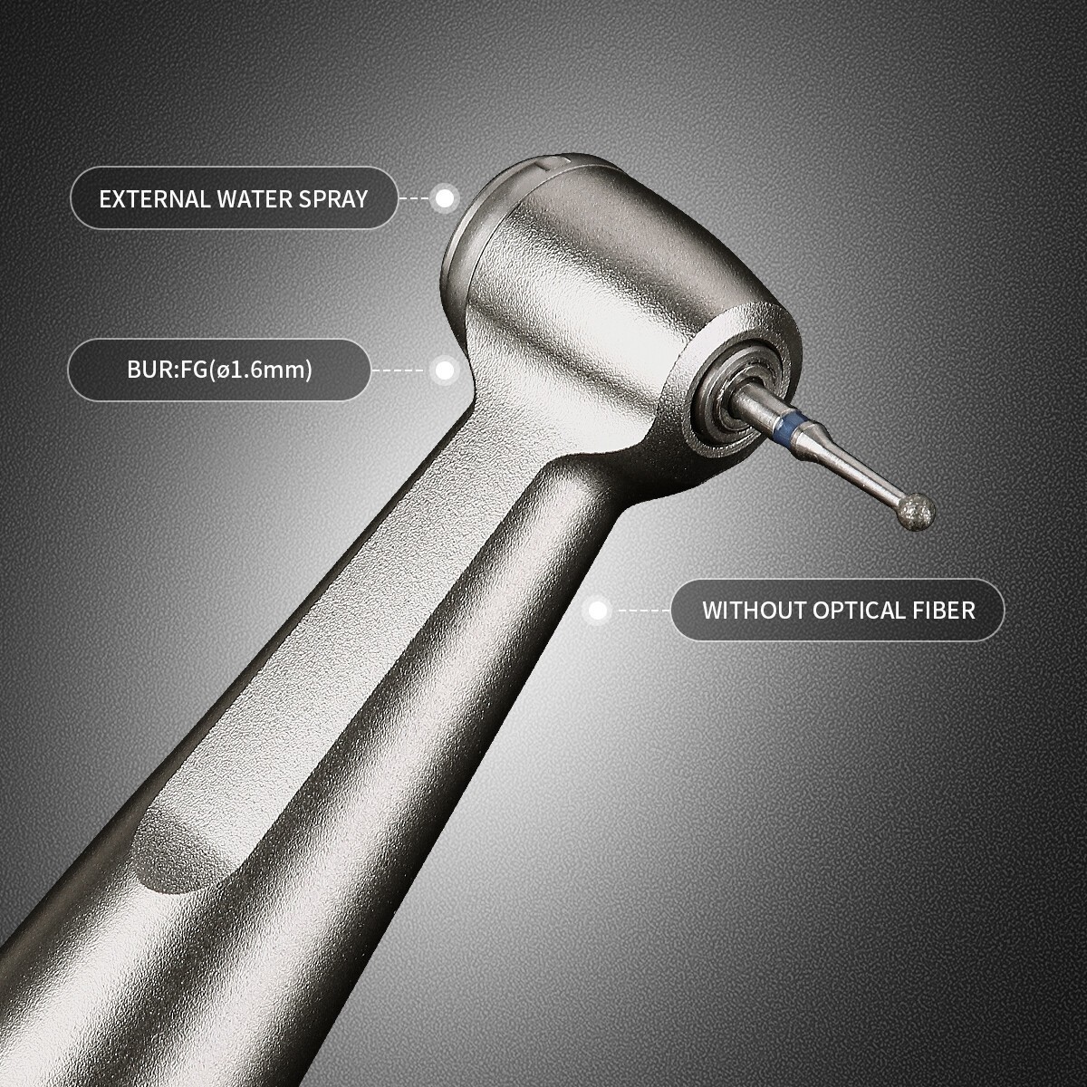 Dental 1.6mm Burs Friction Grip Slow Low Speed Push Contra Angle Handpiece