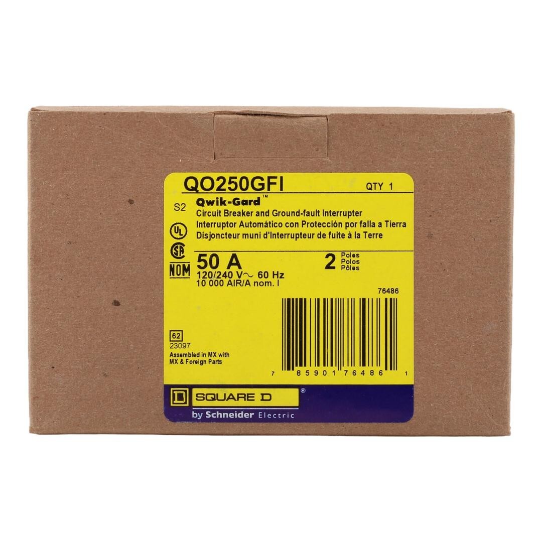 NEW IN BOX Square D QO250GFI Ground Fault Circuit Breaker 2 Pole 50A 120/240V