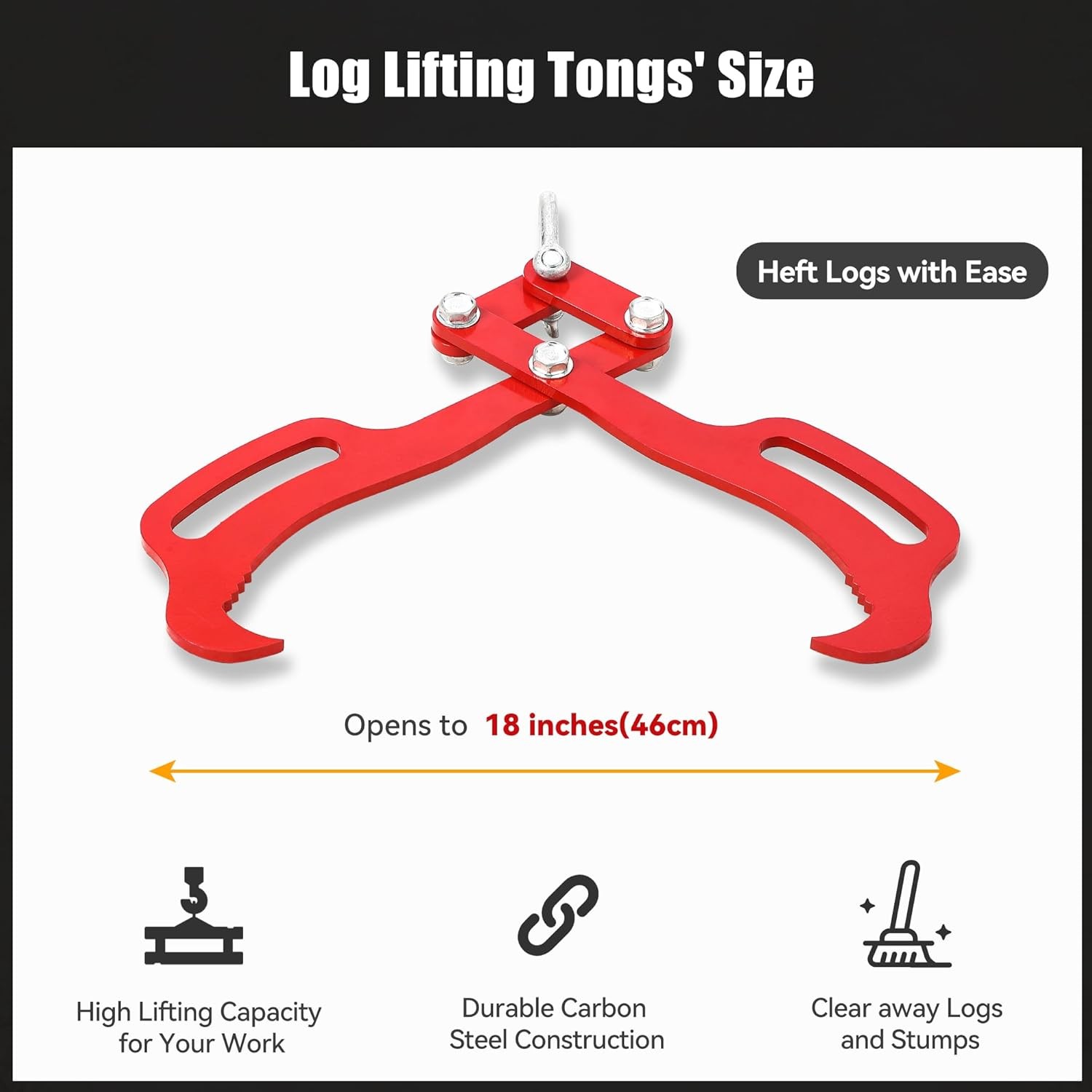 Felling Grabber Timber Claw Log Lifting Tongs 18/28/36″ 2/4 Claw Swivel Grapple