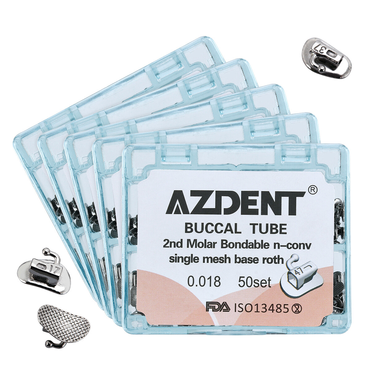 AZDENT Dental Orthodontic Bondable Buccal Tube 1st /2nd Molar Roth /MBT Non-Conv