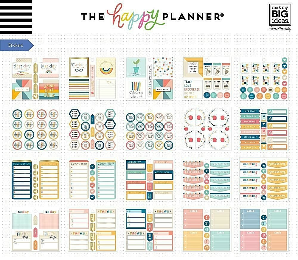 The Happy Planner Multi Accessory Pack TEACHER – RETRO – 327 pcs