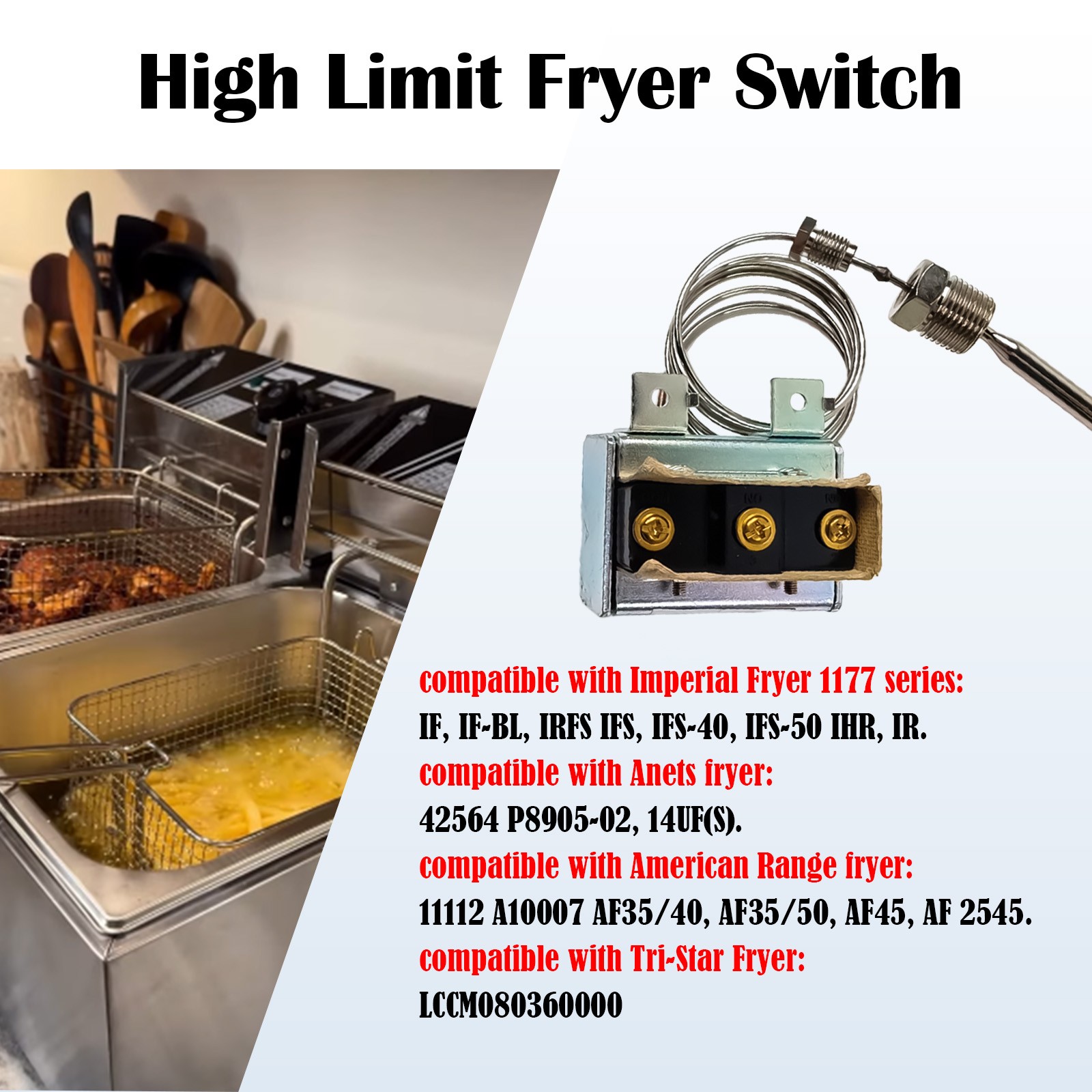 1177 High Limit Fryer Switch Replacement LCCM2003000 for ATOSA 301030005 Gas Fry