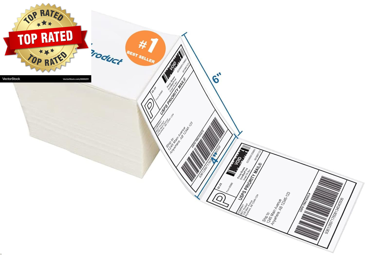 Fanfold 4 X 6 Direct Thermal Labels White Perforated Shipping Labels, 500Pcs per