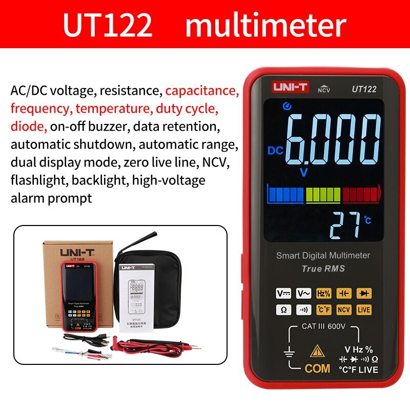 UNI-T UT122 Smart TRMS Multimeter NCV LIVE Dual Display Voltage Tester