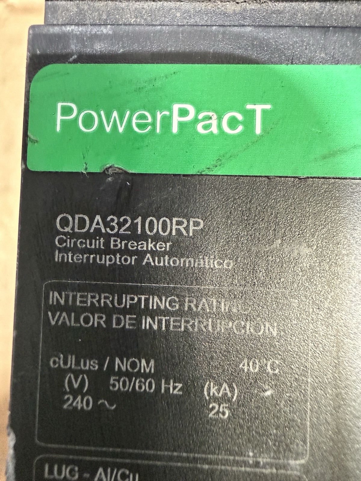 Square D QDA32100RP 100 Amp 240V 3 pole I-Line PowerPact