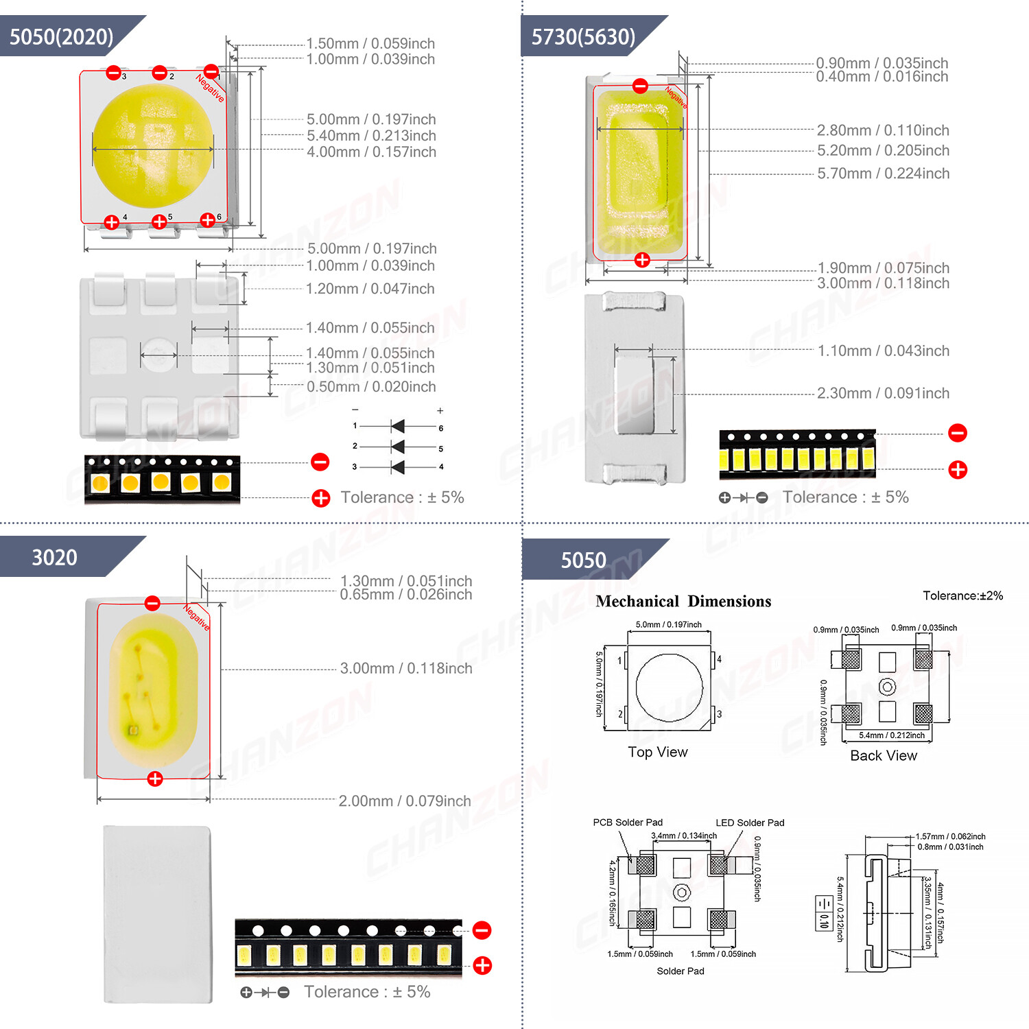 0805 1206 0603 3535 3528 2835 5630 5730 LED SMD Diode White Red Green RGB UV 3V