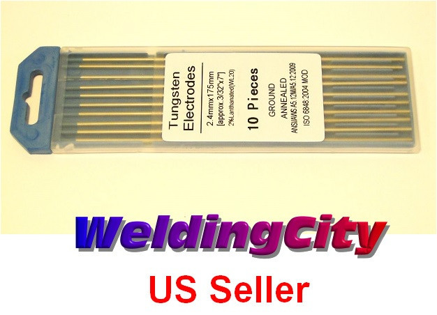 WeldingCity® 10-pk TIG Welding Tungsten Electrode 2% Lanthanated Blue 3/32×7″ US