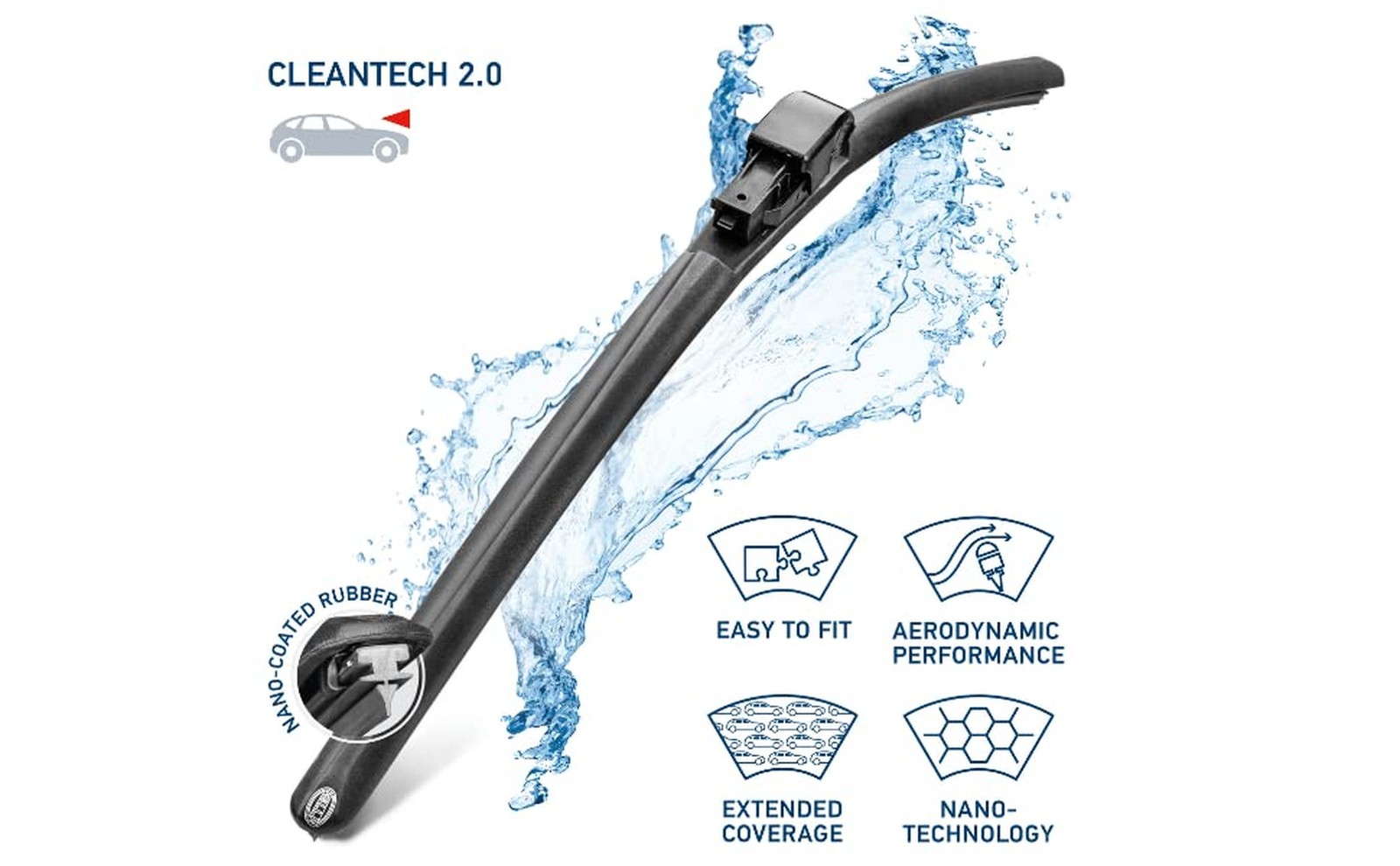Hella OE Quality 16 Inch All Seasons Nano- Coated Rubber Cleantech Wiper Blad…