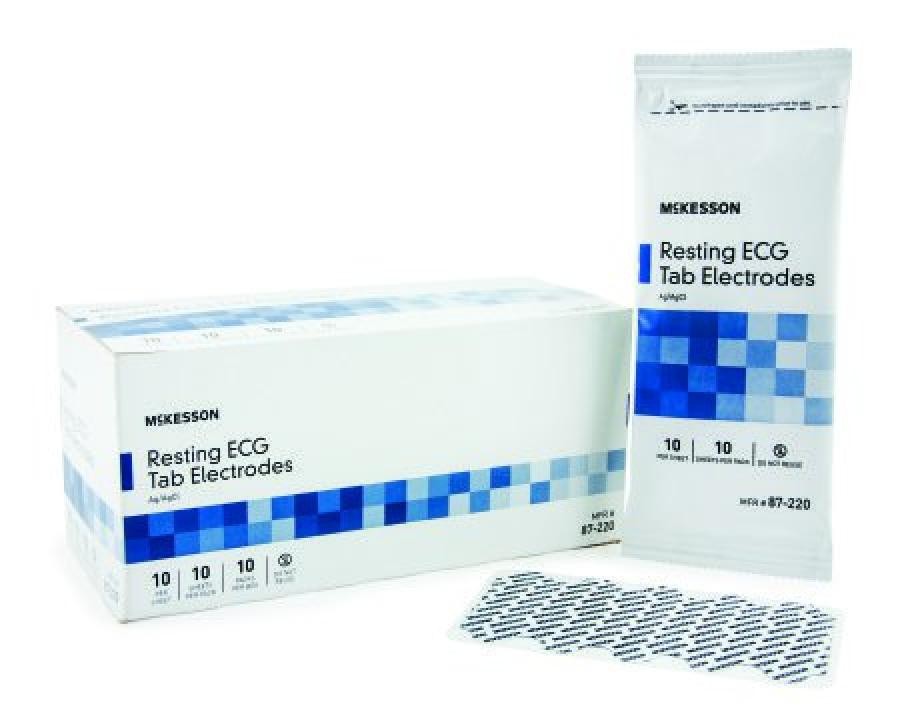 McKesson Resting ECG Tab Electrodes 1 In x .75 In Non-Radiolucent 1000 Count