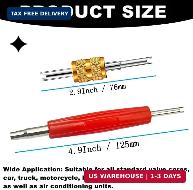 6Pcs Valve Stem Removal Tool Kit, R134a R12 A/C HVAC Air Conditioner Schrader Va