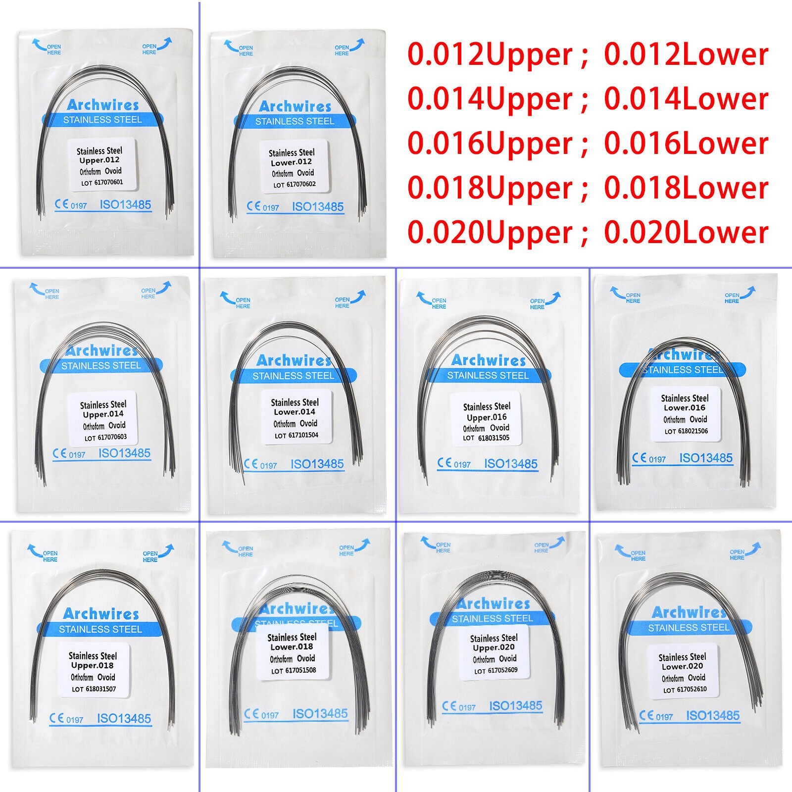 Dental Orthodontic Stainless Steel Rectangular Arch Wire Natural/Square/Ovoid