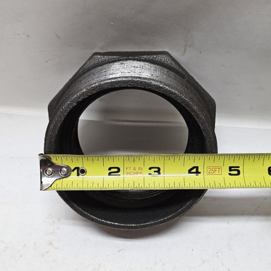 Black Malleable Iron Threaded Hex Bushing 4 MNPT x 3″ FNPT