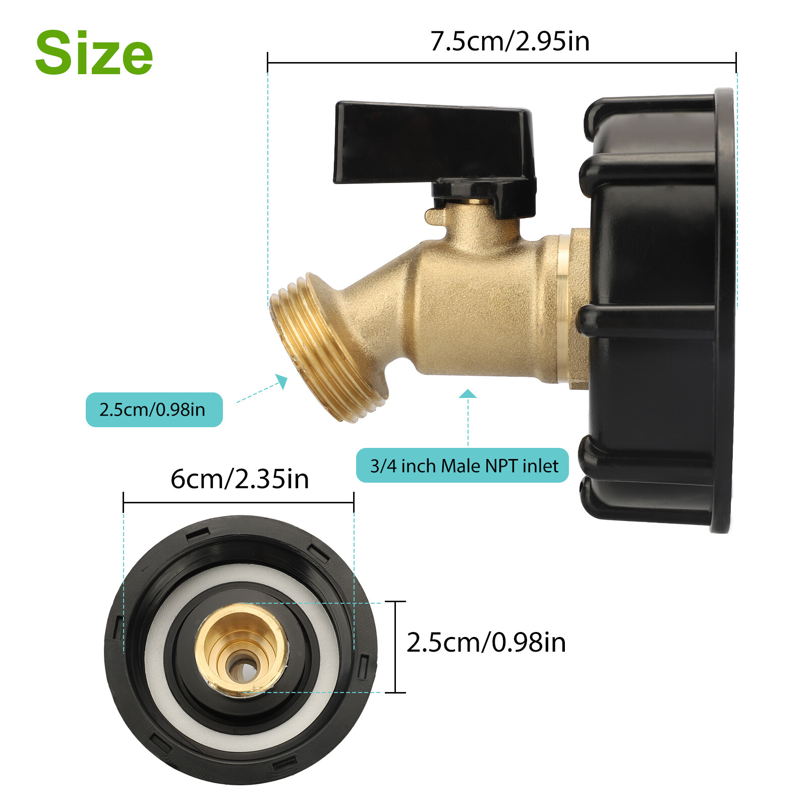 275 330 Gallon IBC Tote Water Tank Adapter 2″ Brass Hose Faucet Valve Connector
