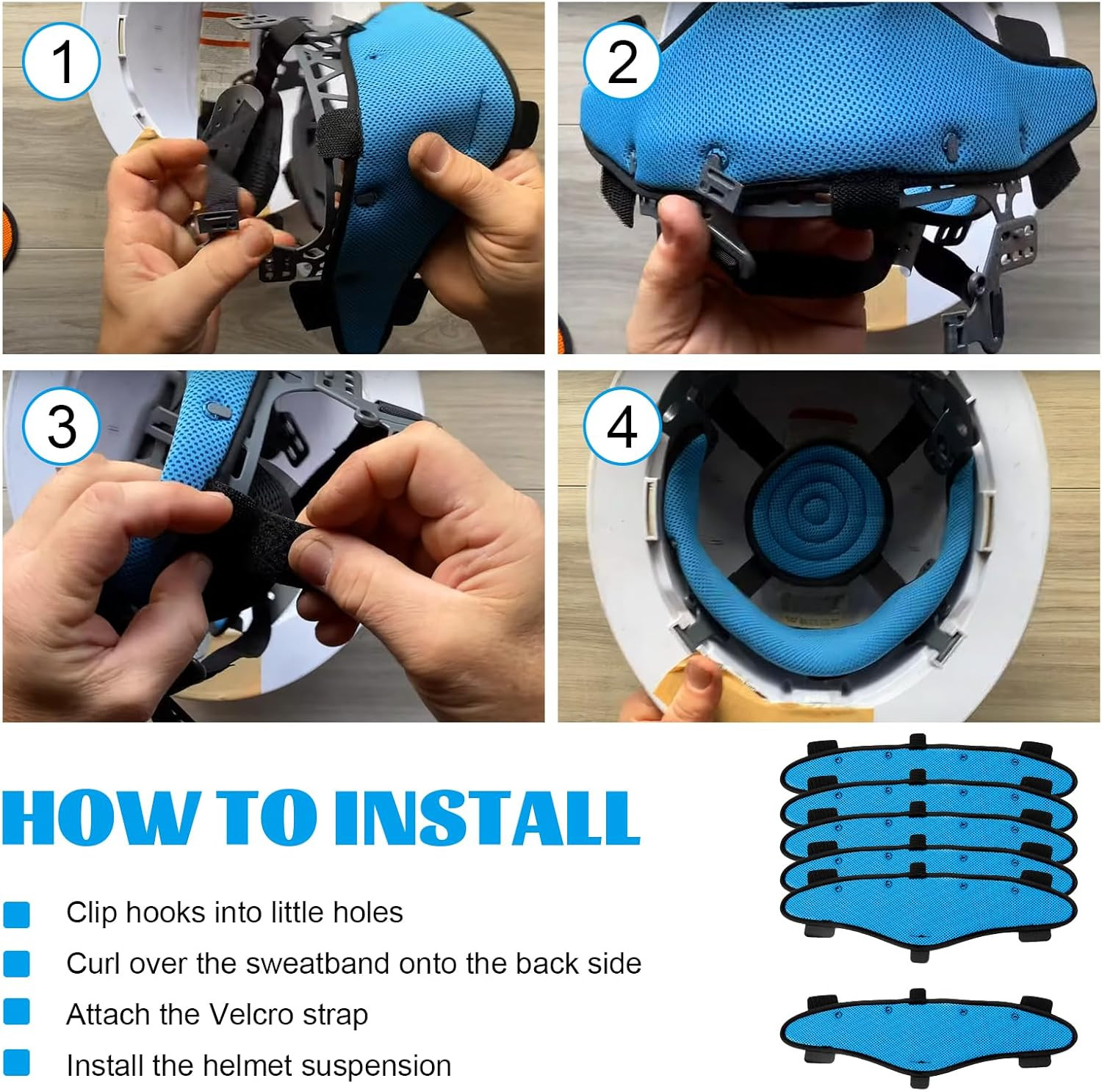 Hard Hat Sweatbands, Reusable Hard Hat Cooling Liner Replacement for Most