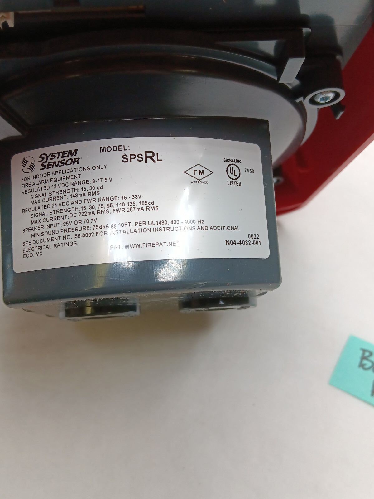 SYSTEM SENSOR SPS-RL RED WALL SPEAKER AND STROBE FIRE