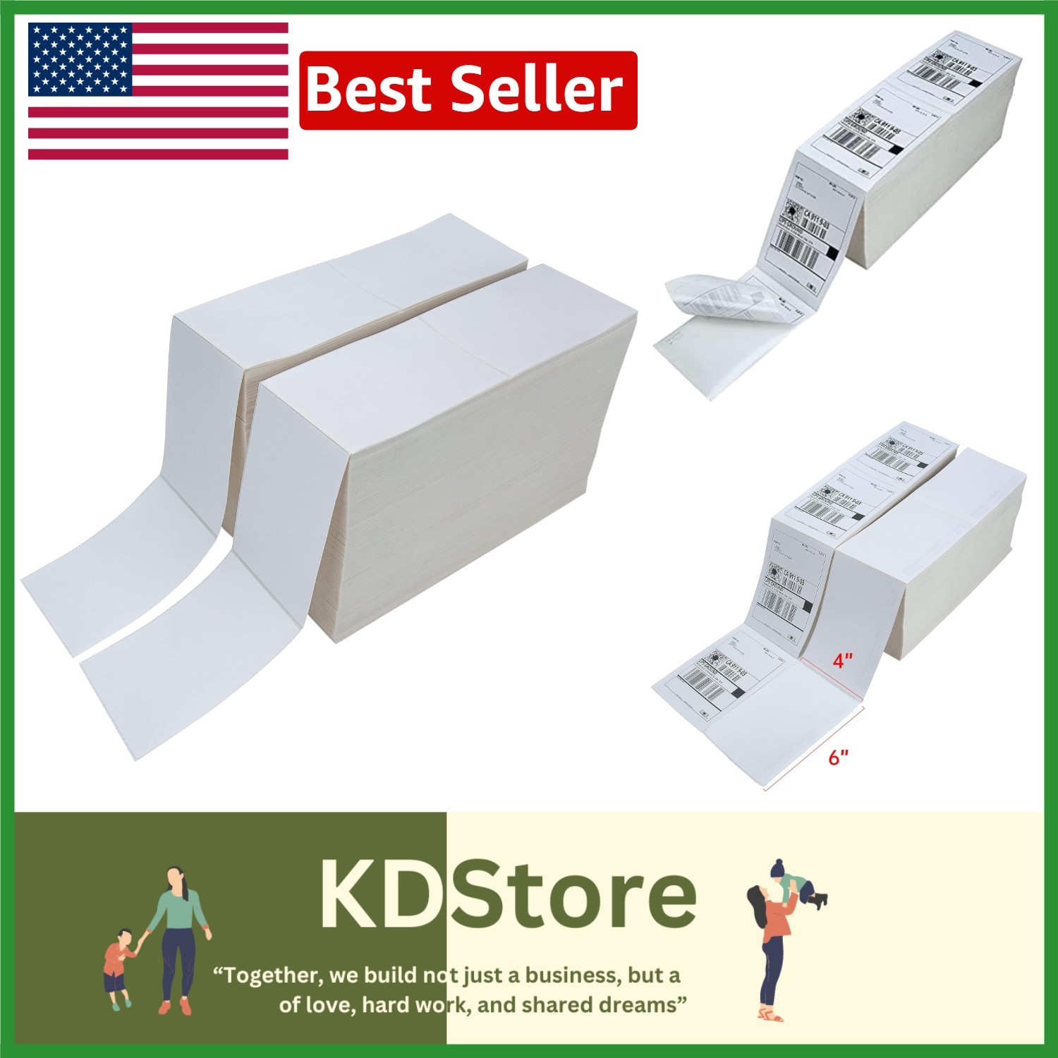 Dual Stack 4000 Count 4×6 Thermal Labels – High Adhesion for All Shipping Needs