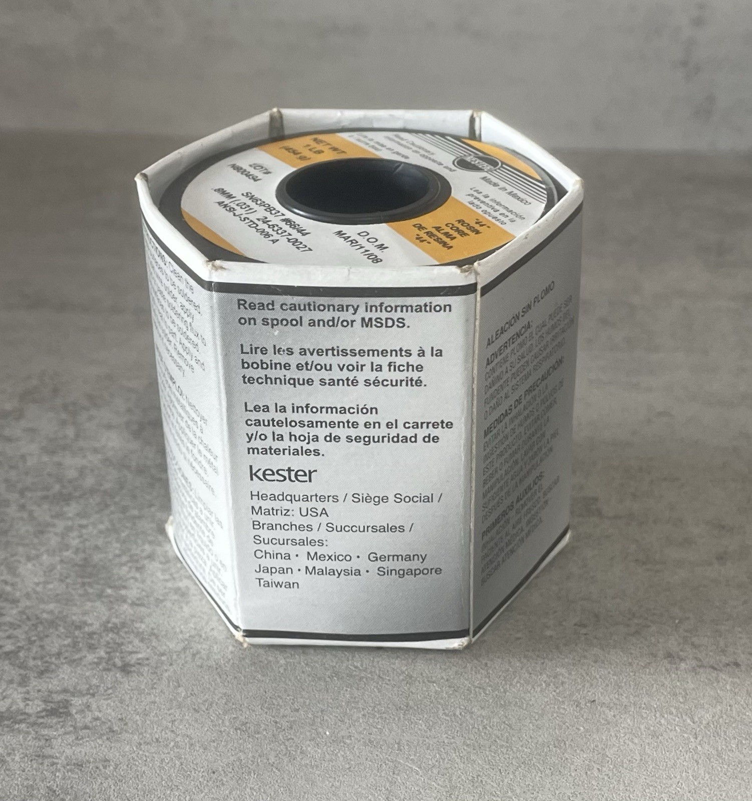 Kester 44 Rosin Core Solder Wire 63/37 SN63PB37 .031 1lb Spool 24-6337-0027