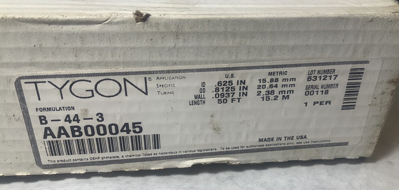 Tygon Tubing 5/8” I.D 50 Ft Clear Flexible Hose