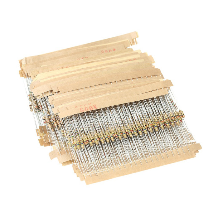 1500pcs Carbon Film Resistors Assortment Kit 75 Values 1 ohm to 10M ohm 1/4W 5%
