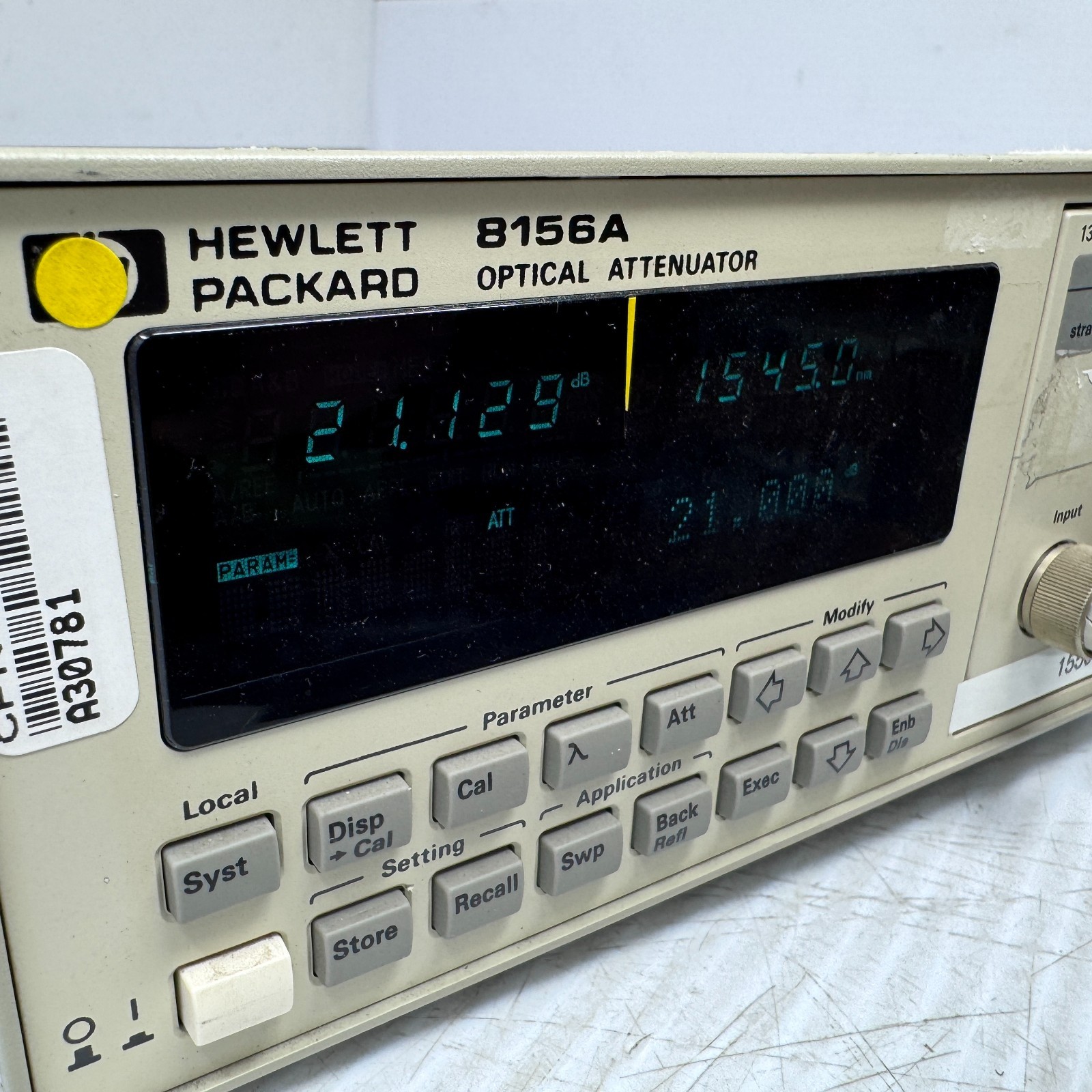 HP 8156A Optical Attenuator 1310/1550nm SM – 60 dB, 0.001 dB, GPIB Opt 101