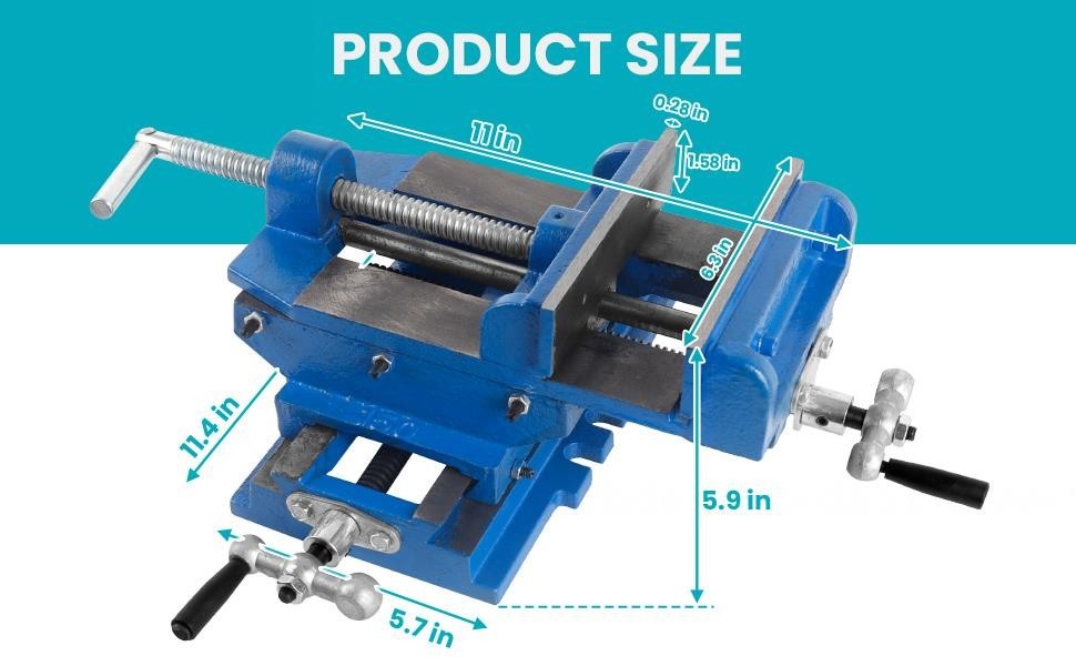 6 Inch 2 Way X-Y Drill Press Vise Blue Cross Slide Drill Press Vise w/ Dial