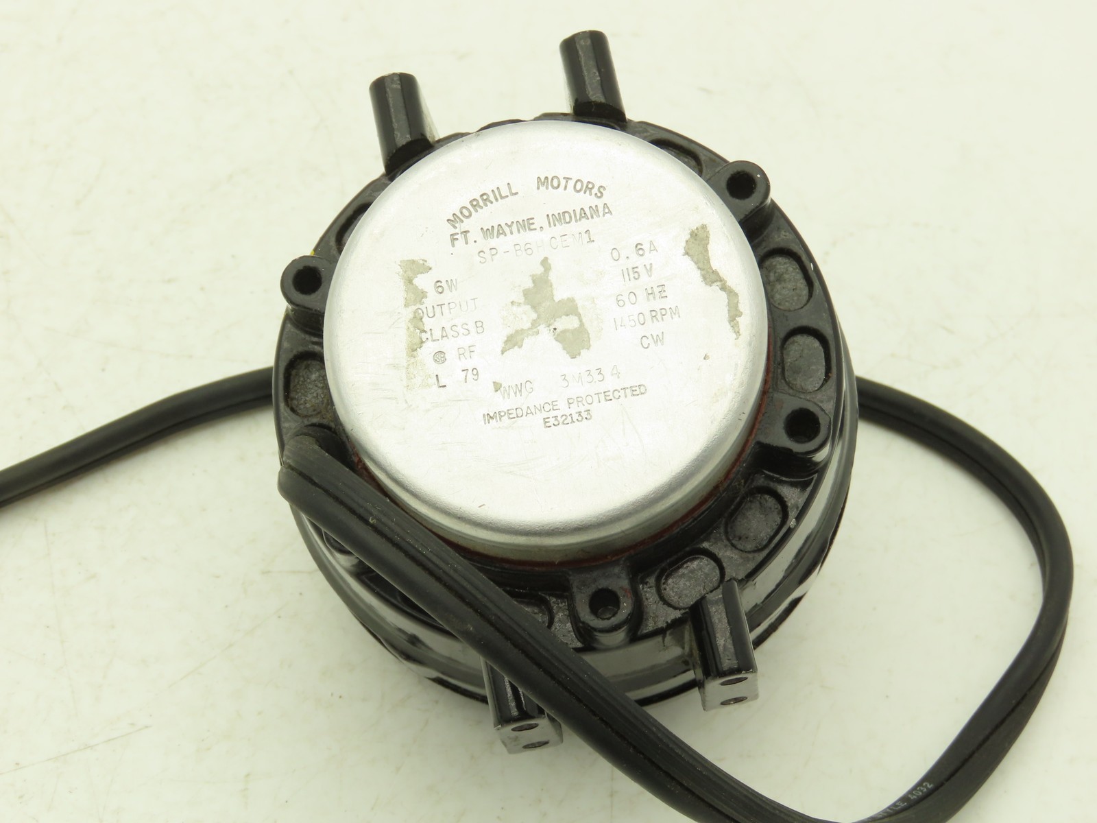 Morrill Motors SP-B6HCEM1 Blower Fan Motor 1450RPM 115VAC .6A CW Class B