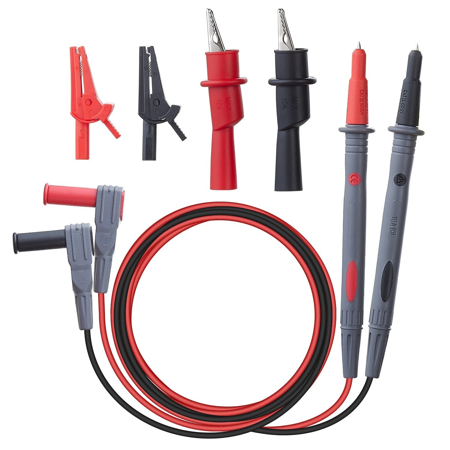 Soft Silicone Test Leads Kit with Alligator Clips, CAT III 1000V & CAT IV 600V