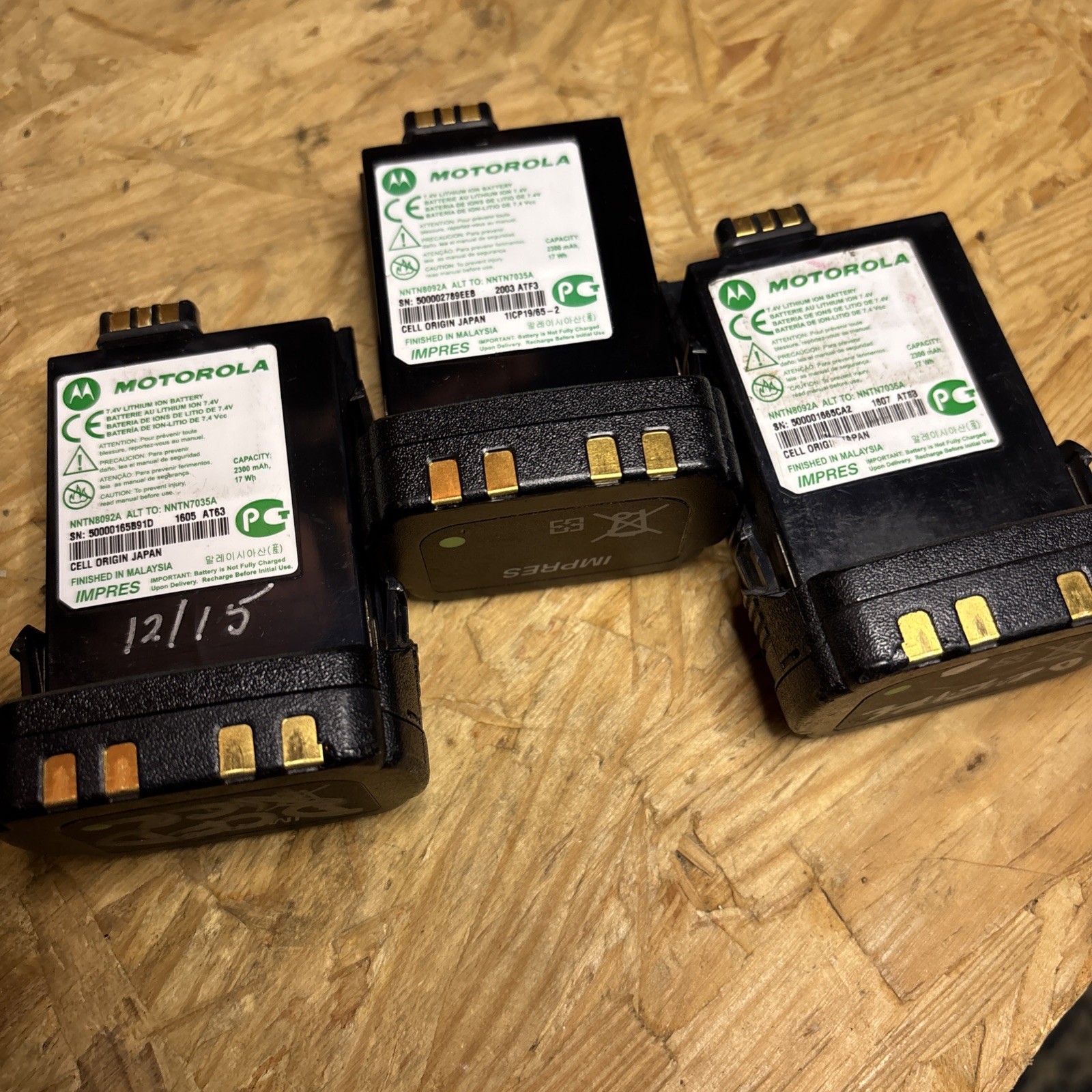 MOTOROLA NNTN8092A IMPRESS BATTERY Li-Ion 2300 mAh Lot Of 3 7.4V S