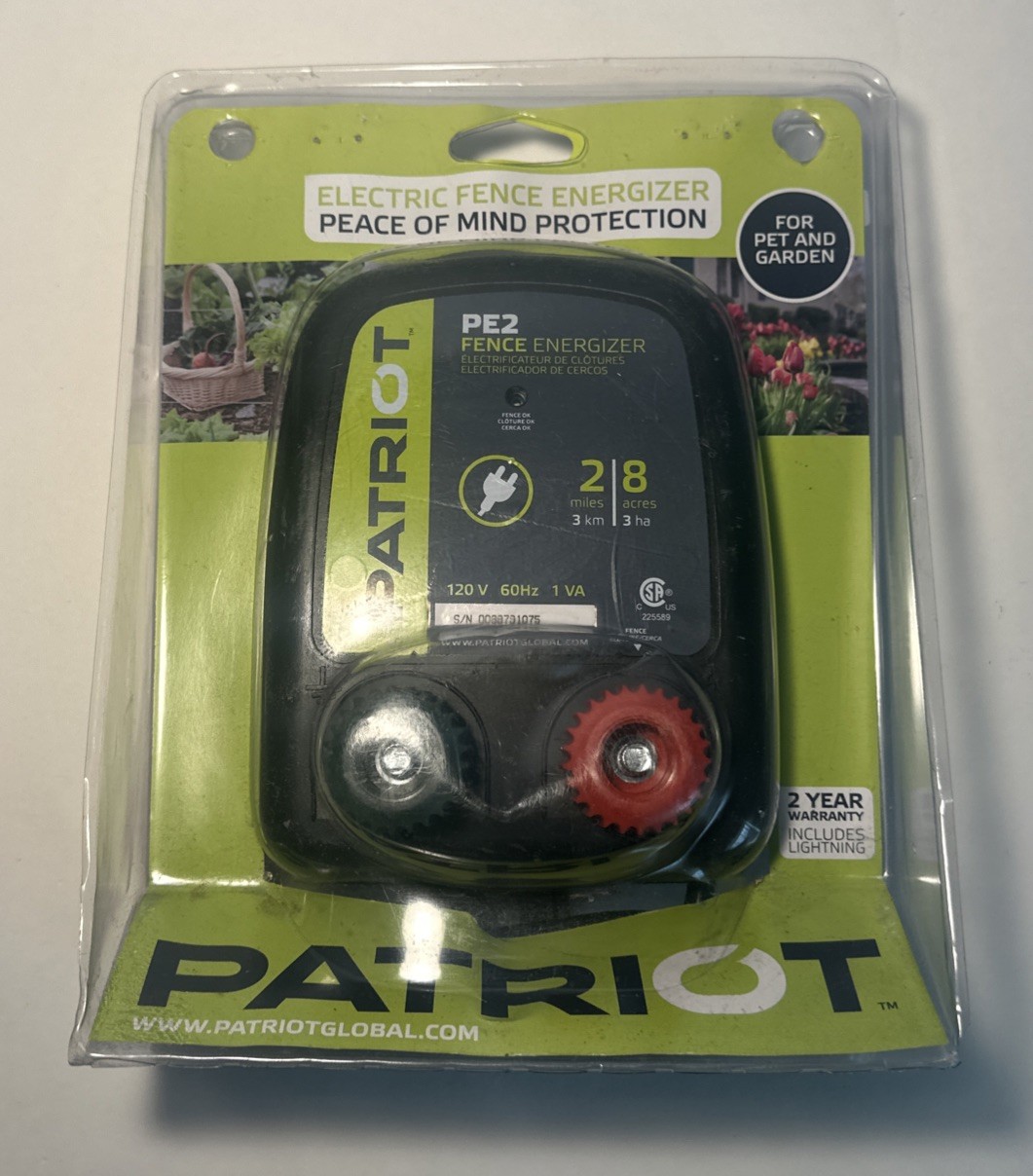 Patriot PE2 Electric Fence Energizer for Pet & Garden, 2 Miles | OPEN BOX