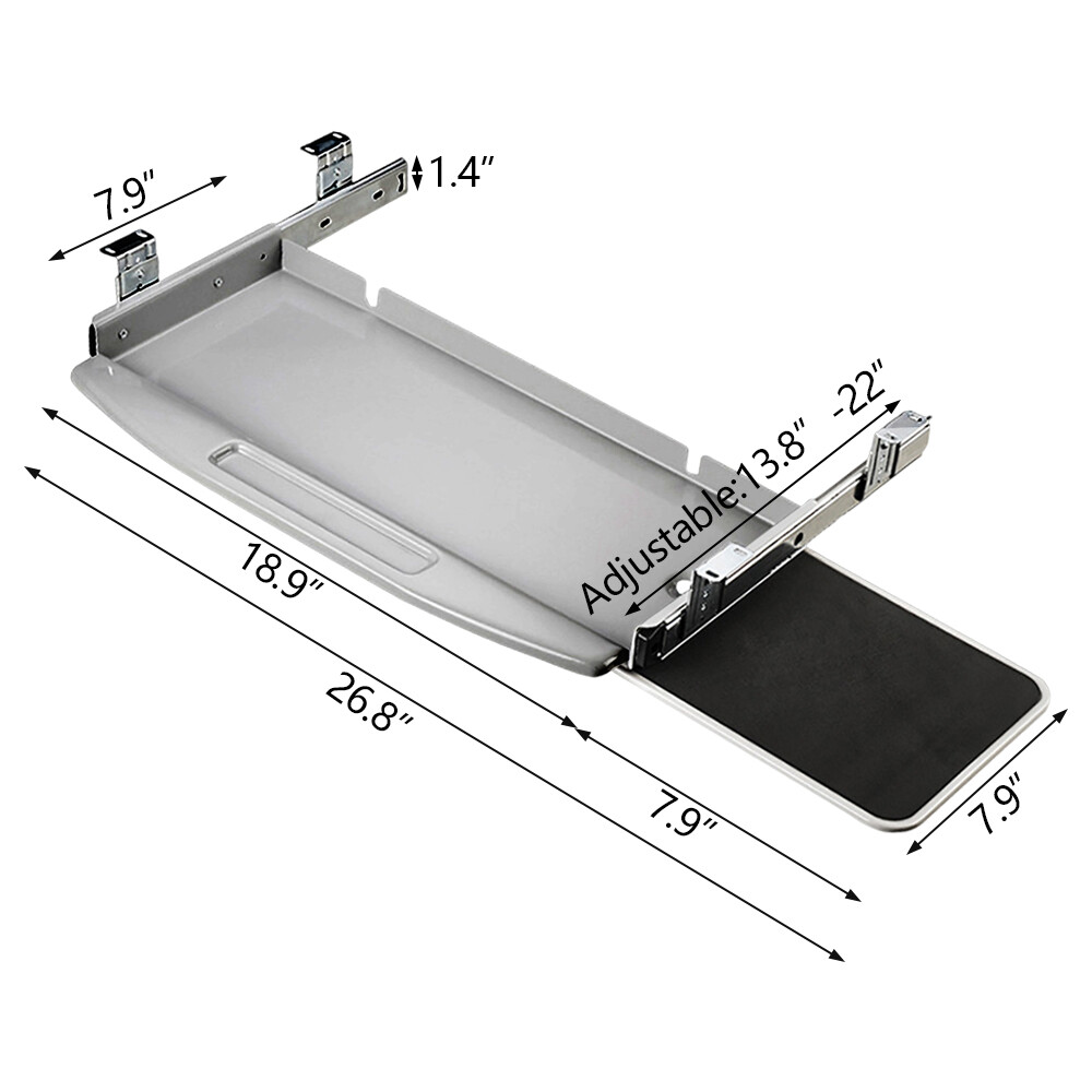 22″x27″ Steel Keyboard Tray Under Desk Drawer Sliding Pull Out w/360° Mouse Tray