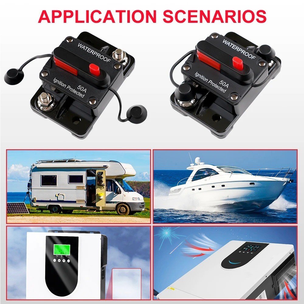 Waterproof Car Circuit Breaker Fuse Reset 30-300 Amp 12V-48V DC Car Boat Auto US