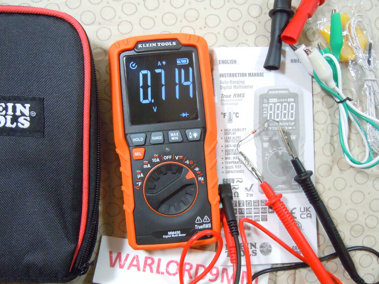 KLEIN TOOLS MM450 TRMS MULTIMETER WITH ACCESSORIES + KLEIN CASE – 0208304.