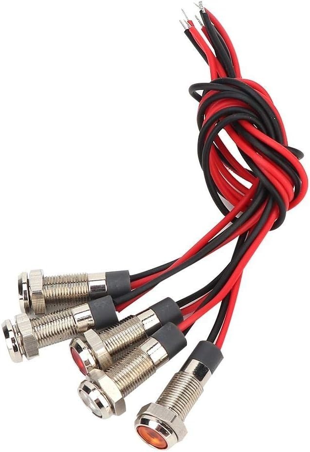 LED Indicator Light 6mm Mounting Hole Metal Waterproof DC 3-6V 15mA Red Gree…