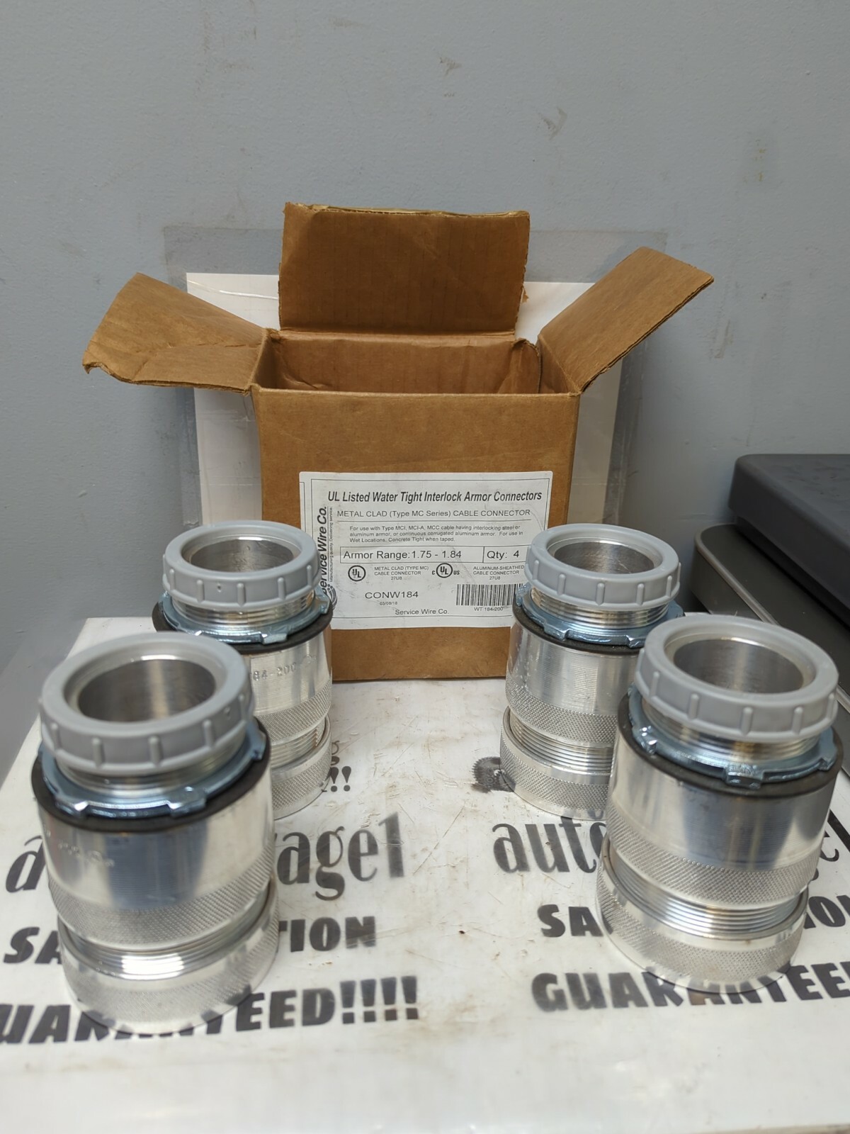 SERVICE WIRE CO.,CONW184,METAL CLAD TYPE MC SERIES CABLE CONNECTOR BOX OF 4