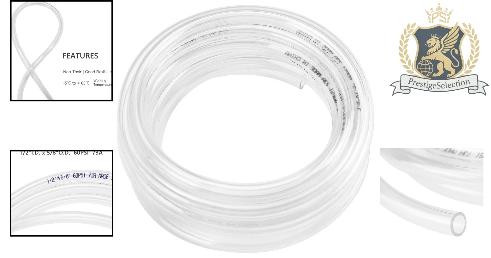 Durable 5ft PVC Tubing, Clear Vinyl Hose for Fish Tanks & Gardening Needs