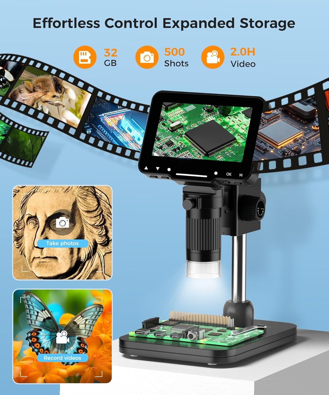LCD Digital Microscope,4.3 Inch 1080P 10 Megapixels,10MP Camera Video Recorde…