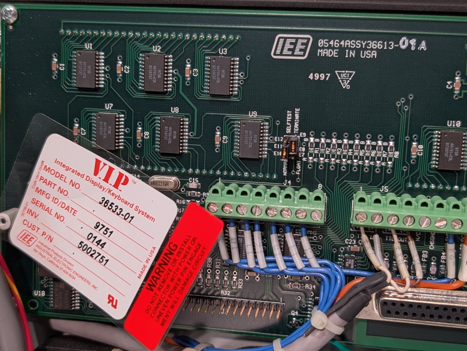 IEE 05464ASSY36613-01A PCB Display Assembly in Hoffman 13″ x 11″ x 5″ Enclosure
