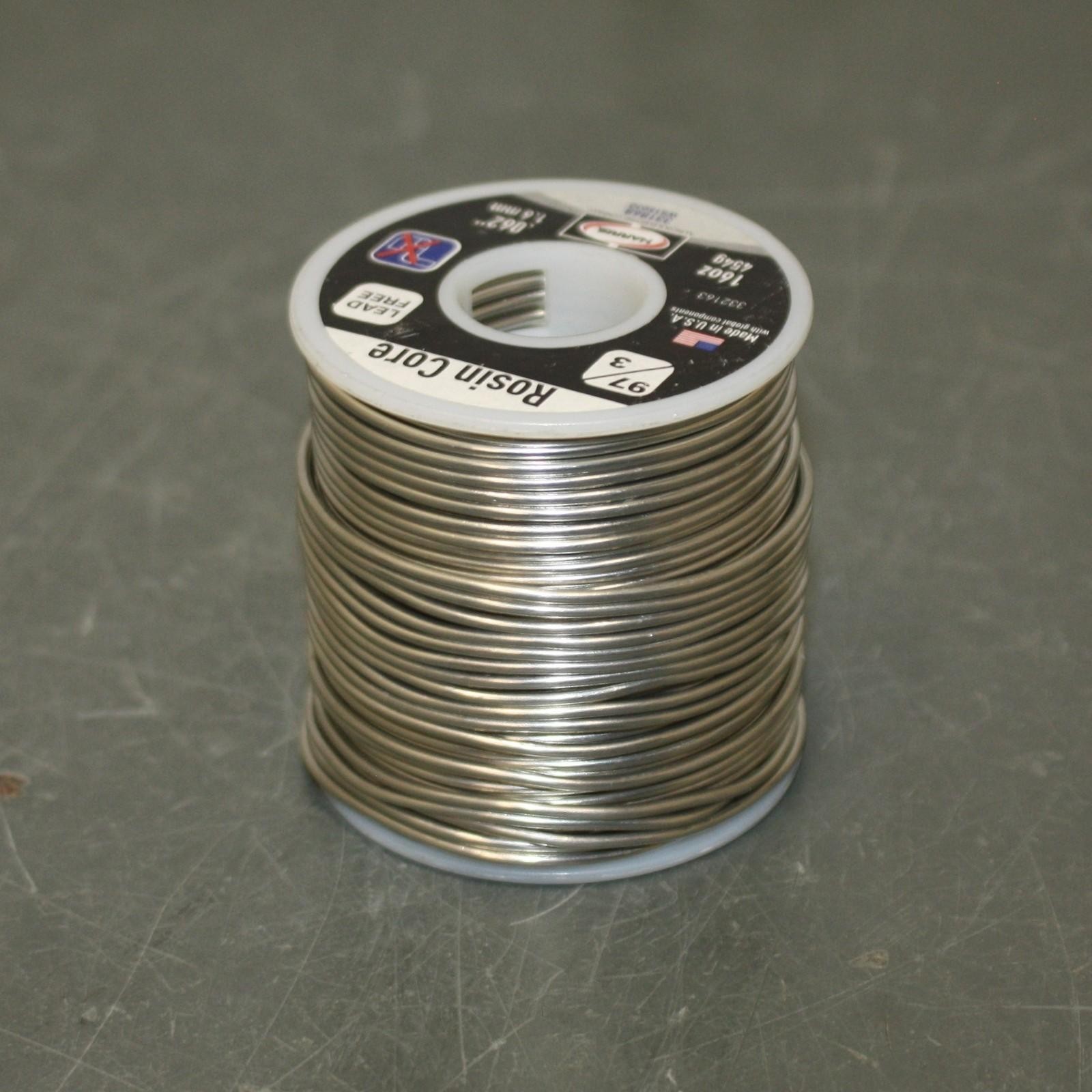 (1 lb) Harris 97/3 Rosin Flux Core Solder Wire 331868, 1/16″, 97% Tin, 3% Copper