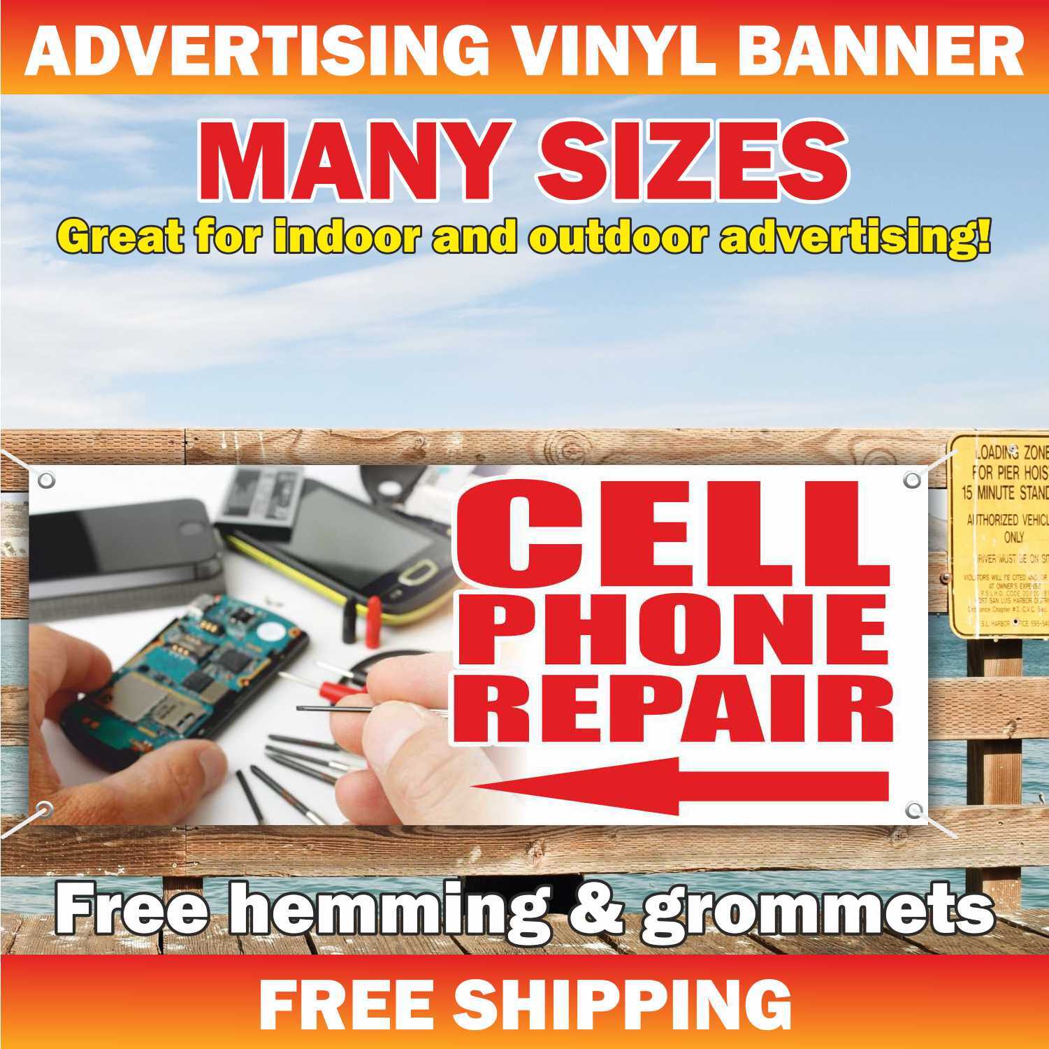 CELL PHONE REPAIR Advertising Banner Vinyl Mesh Sign Computer Screen Laptop Shop