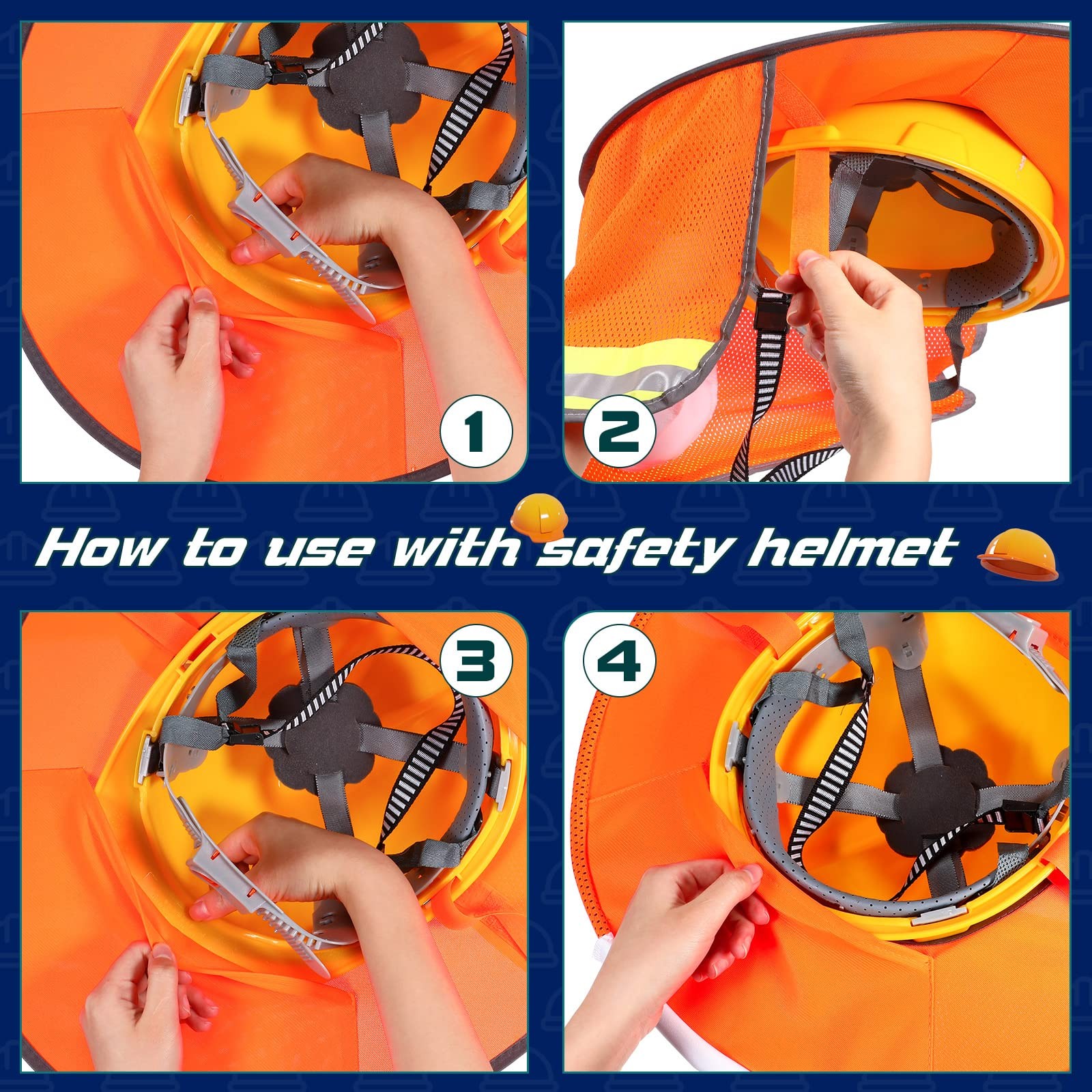 Hard Hat Sun Shade 9 Pieces Full Brim 18.5×16.14×7.87in – High Visibility