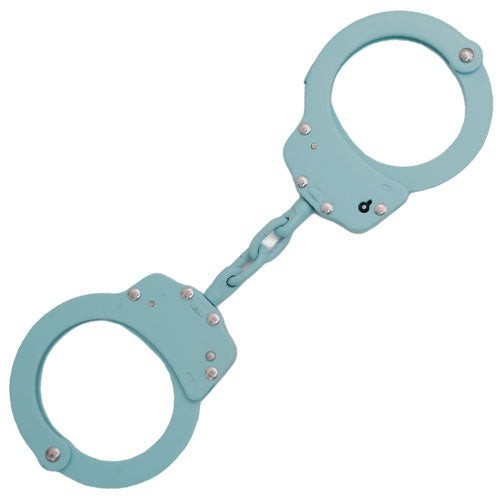 Teal Blue Steel Handcuffs Professional Grade With Keys And Carrying Case