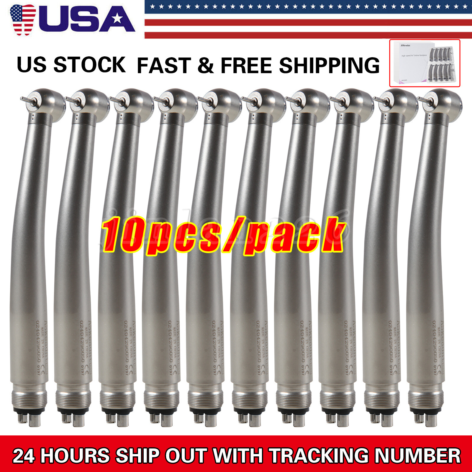 10* ADA4 Dental High Speed Handpiece Push Turbine 4 Holes Fit NSK Pana Max