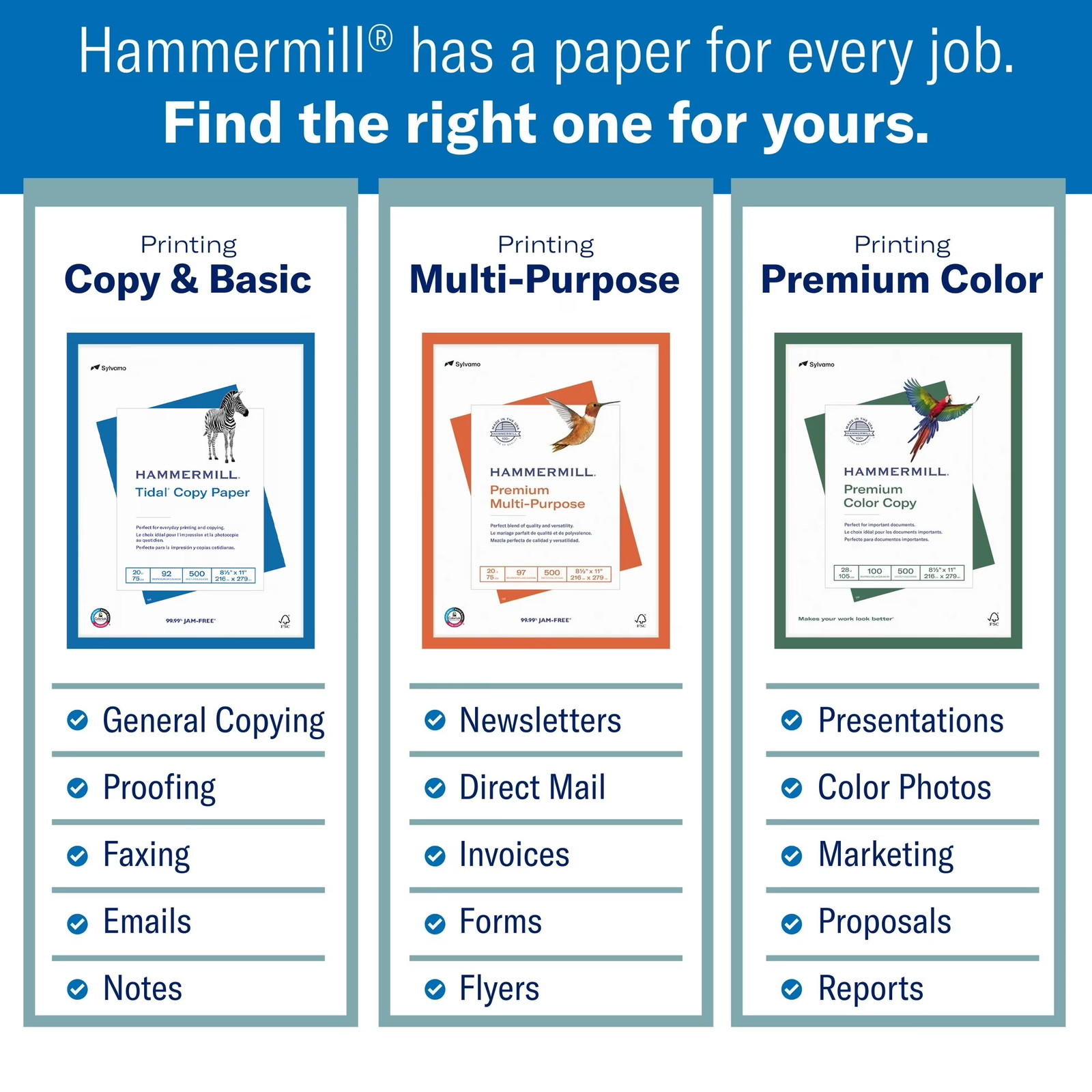 Hammermill Tidal Copy Paper 8.5×11 20lb 92 Bright White 500 Sheets (65)