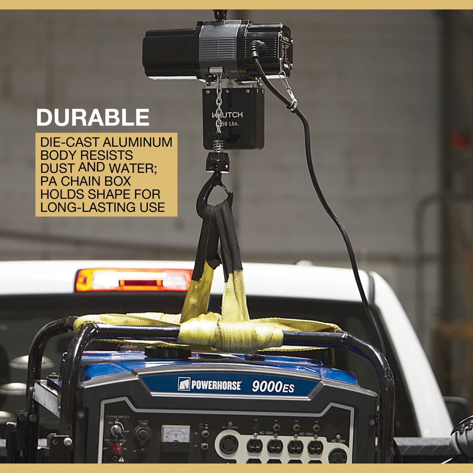Klutch Chain Hoist Kit, KLiQ 20V, Battery-Powered, 500-Lb. Capacity, 9.85ft.