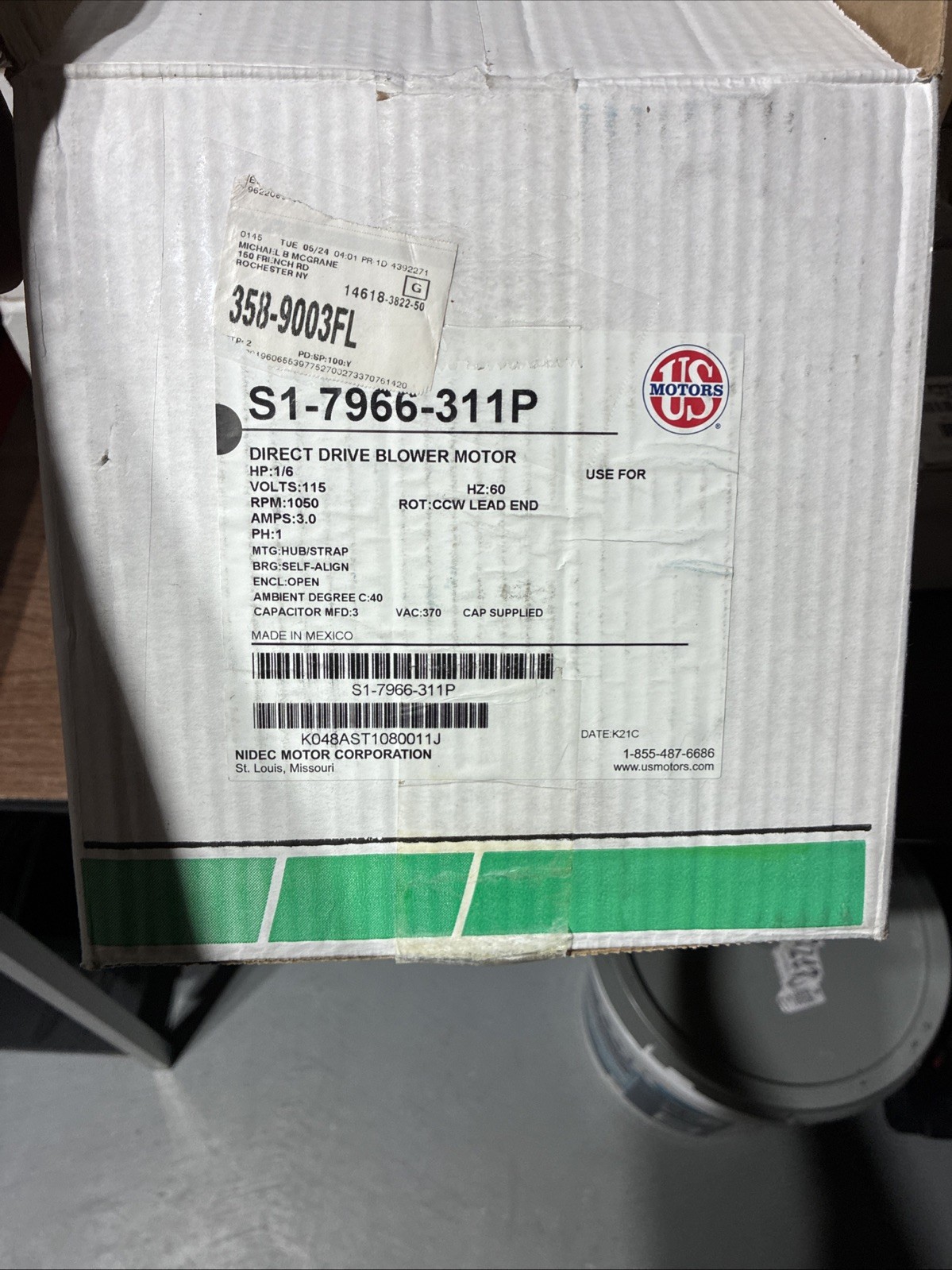 S1-7966-311P – OEM Upgraded Replacement Luxaire Furnace Blower Motor 1/6 HP 115V