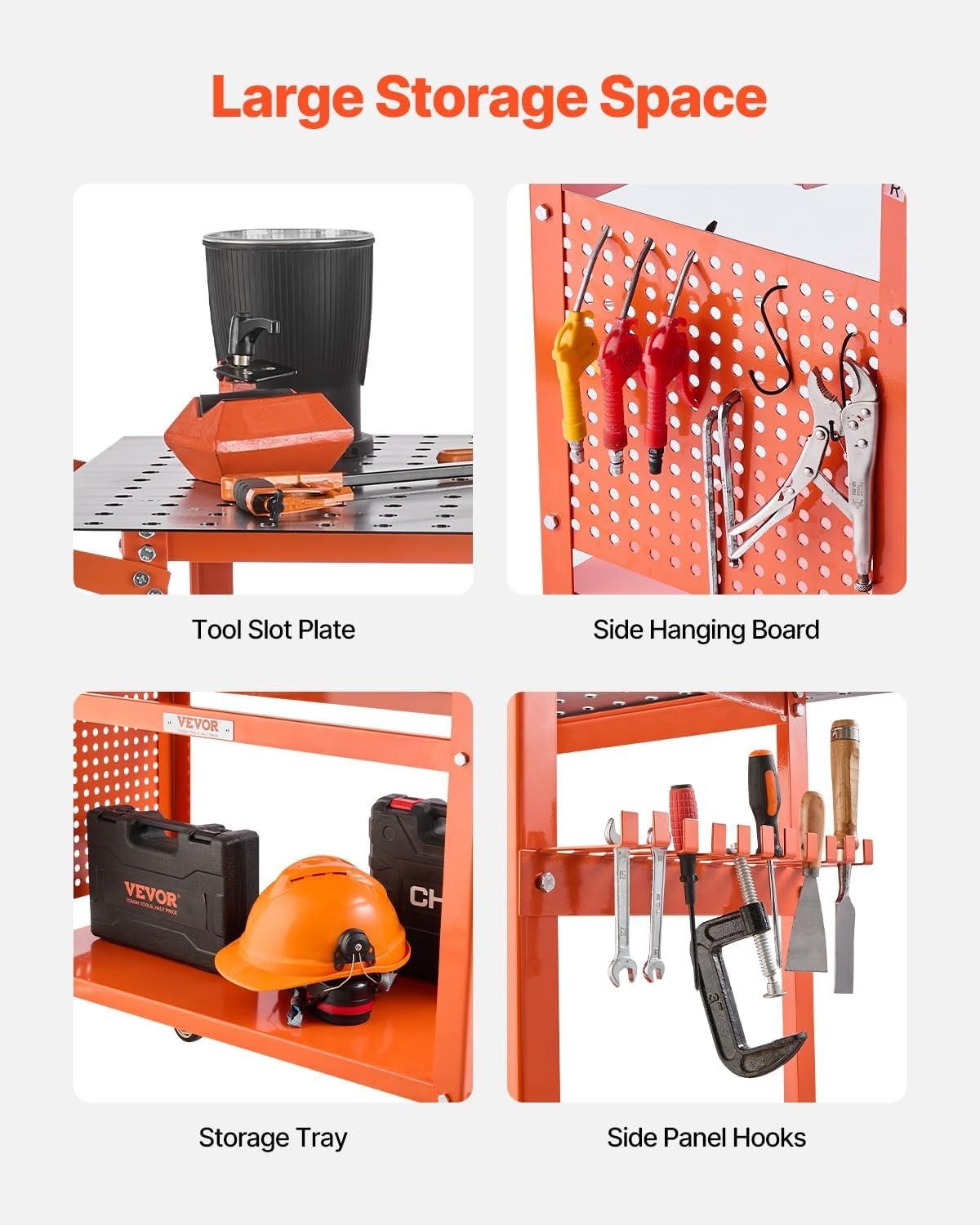 Versatile Welding Table – 40″ x 24″ with 800LBS Load Capacity & Double Storage