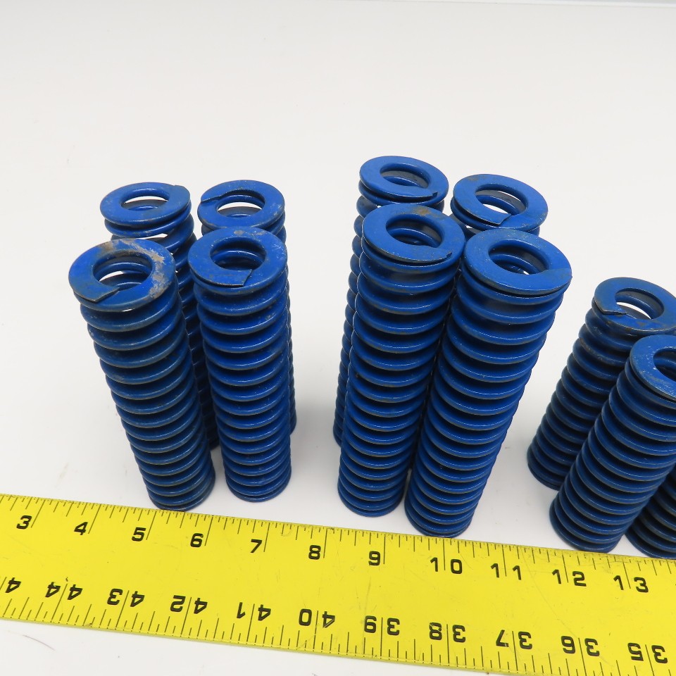 5/8″ x 1-1/4″ Flat Wire Compression Blue Die Spring 4-5-1/2″ OAL Lot Of 16