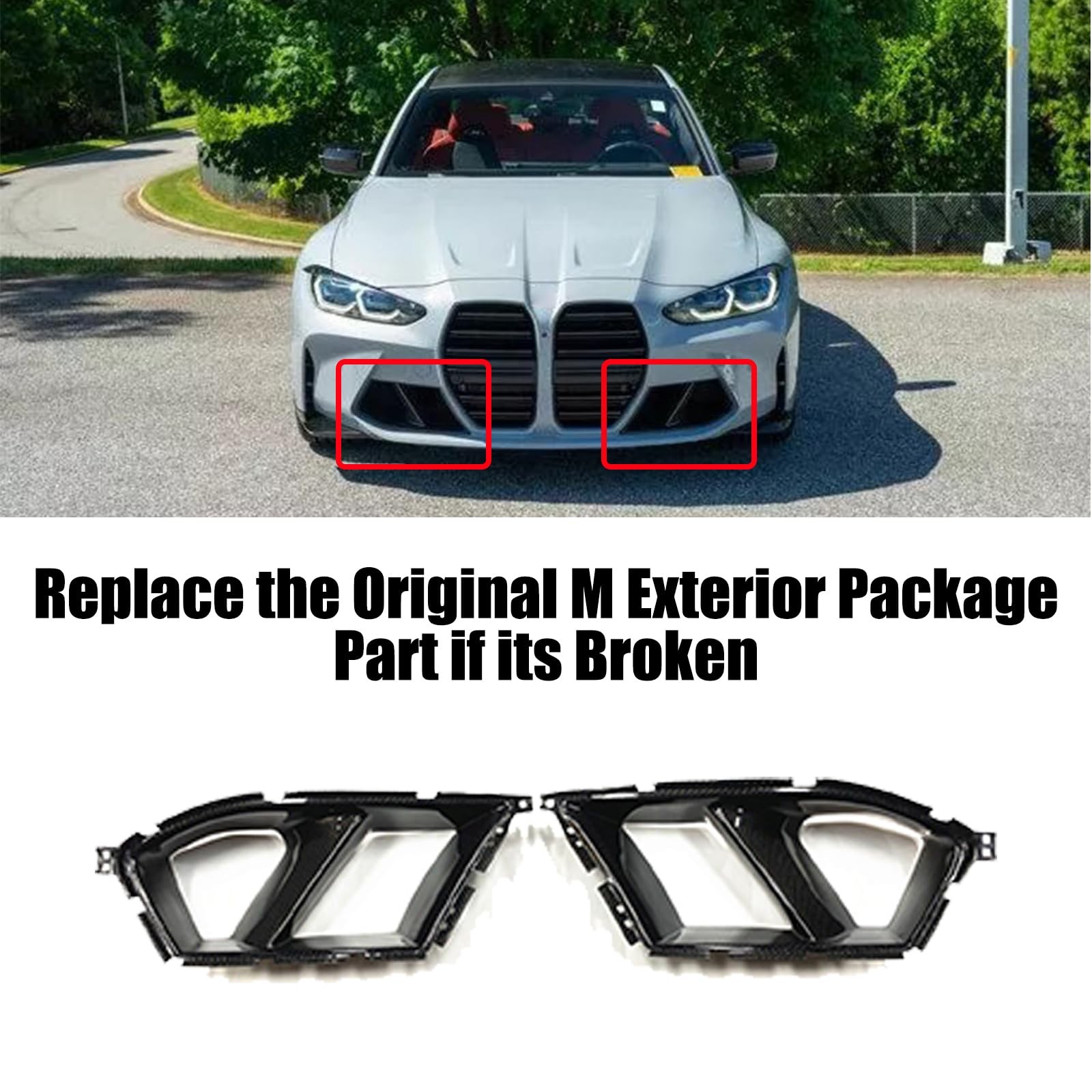 2PCS Front Bumper Air Vent Cover For BMW G80 M3 2021-2025 Carbon Fiber Style