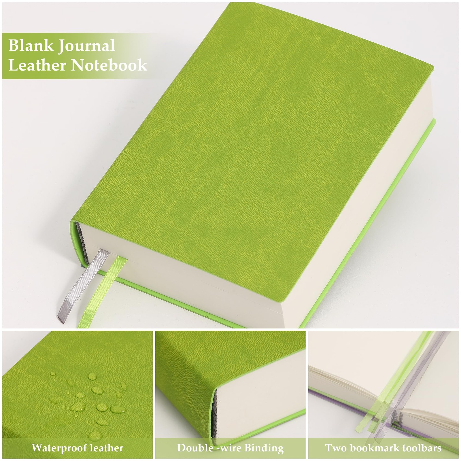 DreamDove Thick Blank Journal Notebook 720 Pages 3.9 × Green